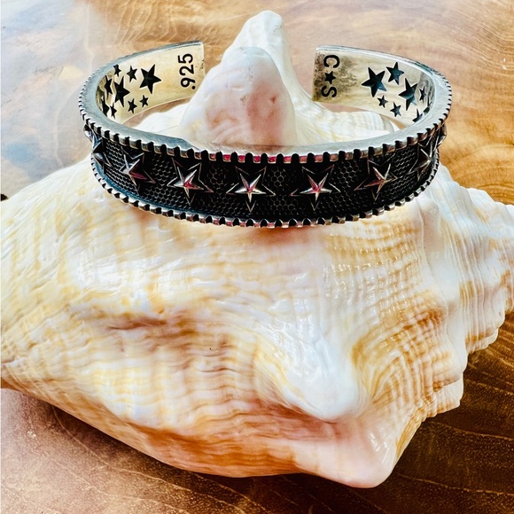 C S Sterling Star Bangle Cuff bracelet - Picture 4 of 5